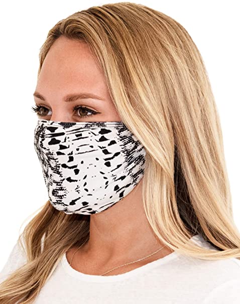 Tart Collections Reversible and Adjustable Face Mask, Comfortable, Soft Elastic Ear Loops, Washable and Reusable, Unisex, 95% Poly / 5% Spandex, Sumi Snake