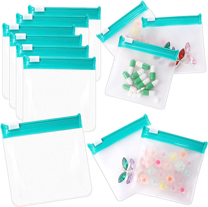 12 PCS Pill Pouches Bags Zippered Reusable Pill Storage Pouch Bags Clear Plastic Pill Bags Self Sealing Travel Medicine Bags Small Portable Pill Baggies with Slide Lock for Small Items