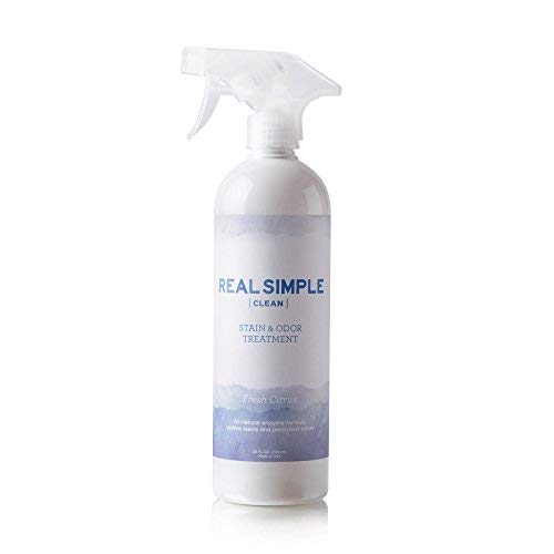 Real Simple Clean Stain and Odor Remover, for Household Messy Stains and Icky Smells, Natural Essential Oil Infused, Cruelty Free and Made in USA, Fresh Citrus, 24 oz