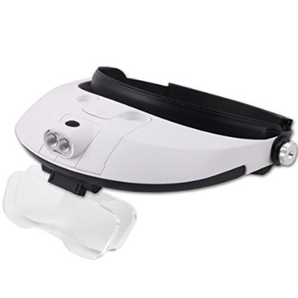 Krismile® New 2 LED With Light Head-mounted Magnifier Headset ,Light Head Magnifying Glass