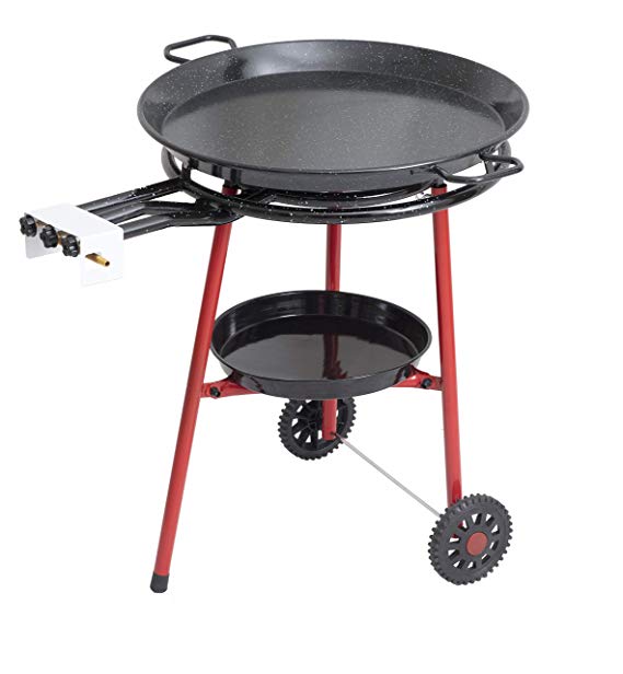 Mabel Home Paella Pan   Paella Burner and Stand Set on Wheels   Complete Paella Kit for up to 20 Servings - 23.65 inch Gas Burner   25.60 inch Enamaled Steel Paella Pan