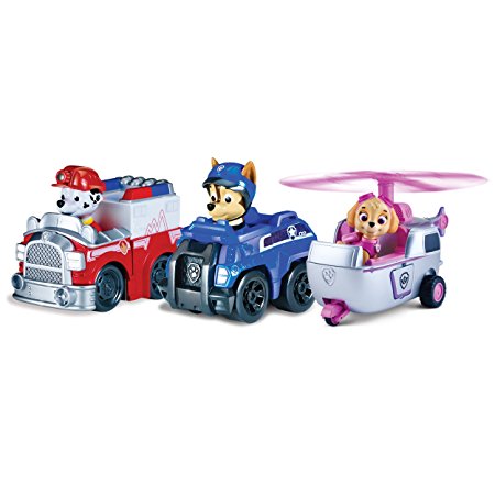 Paw Patrol Rescue Racers 3 Pack Vehicle Set, Marshall/Chase/Skye