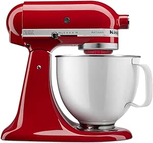 KitchenAid Artisan Series 5-Quart Tilt-Head Stand Mixer with White Colorfast Finish Stainless Steel Bowl, Empire Red, KSM150WPER