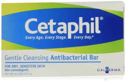 Cetaphil Antibacterial Gentle Cleansing Bar, 4.5 Ounce (Pack of 6)