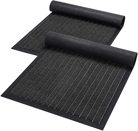 Lifewit 2 Pack Indoor Mat Door Mat Heavy Duty Non Slip Rubber Backing Doormat Entrance Low-Profile Rug Trap Dirt for Front Door, Entry, Garage, Patio, High Traffic Areas, 35.4×23.2 in, Grey