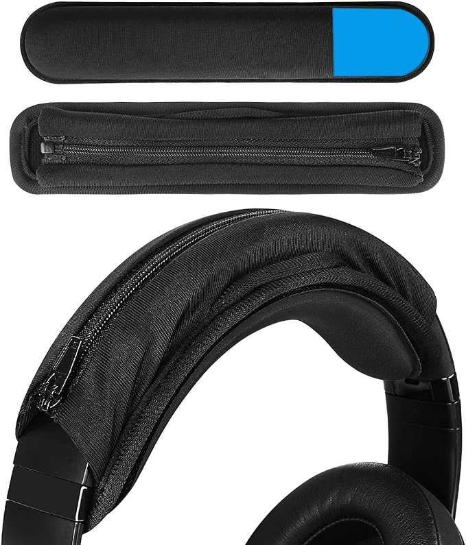 Geekria Medium Cooling-Gel Hook and Loop Headband Cover   Headband Pad Set Protector No Tool Needed Compatible with Razer, JBL, Plantronics, Sennheiser, Logitech, Hyperx, Corsair Headphones
