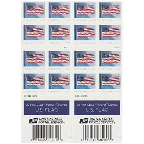 USPS US Flag 2019 Forever First Class Postage Stamps (Book of 40)