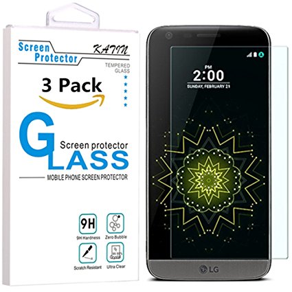 LG G5 Screen Protector - KATIN [3-Pack] Premium 9H Tempered Glass [ 3D Touch Compatible 2.5D Round Edge ] with Lifetime Replacement Warranty