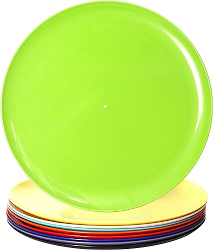 Youngever 9 Pack 12 Inch Plastic Plates, Large Plates, Dinner Plates, Set of 9 (Rainbow Colors)