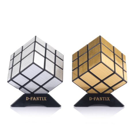 D-FantiX Shengshou Mirror Cube 3x3x3 Speed Cube Puzzle Silver Golden Pack of 2