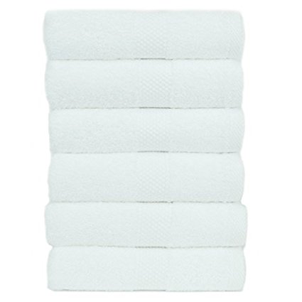 Luxury Hotel & Spa Towel Turkish Cotton Hand Towels - White - Honeycomb - Set of 6
