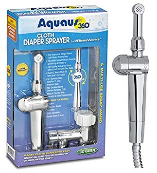 New! Aquaus 360° Premium Cloth Diaper Sprayer w/ thumb pressure controls on the sprayer- EZ pressure control makes rinsing cloth diapers quick & easy, preventing overspray & splattering