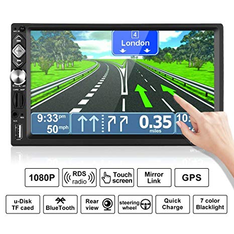 2 Din Car Multimedia ,7" Wireless Touch Screen Car Stereo MP5 MP3 Player,Mirror link/Rear Camera/Wireless/FM /AM/TF/ USB/AUX-in   Remote Control