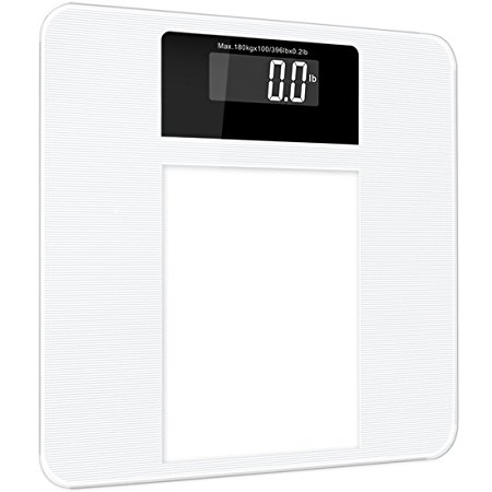FRK Digital Bathroom Scale - Slim Design - High Accuracy Easy Read-out Backlit LCD - Smart Step-on Technology - 400lb Capacity - Battery included - 2 Years Warranty
