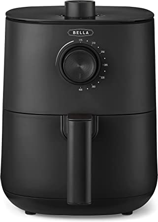 BELLA 2.9QT Manual Air Fryer, No Pre-Heat Needed, No-Oil Frying, Fast Healthy Evenly Cooked Meal Every Time, Removeable Dishwasher Safe Non Stick Pan and Crisping Tray for Easy Clean Up, Matte Black