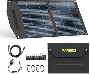 MARBERO100W Portable Solar Panel Foldable Solar Charger for Power Station Generator Adjustable Kickstand for iPhone, Ipad, Laptop, RV, Camping, Outdoor Adventures, Power Outage