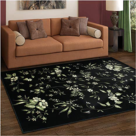 Superior Bloom Collection Area Rug, 8mm Pile Height with Jute Backing, Beautiful Dramatic Floral Pattern, Fashionable and Affordable Woven Rugs - 5' x 8' Rug