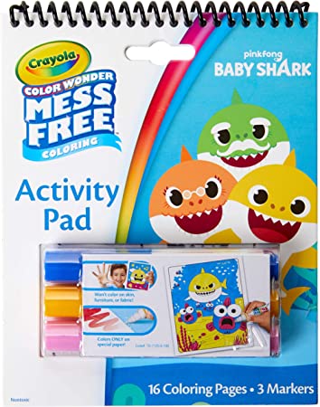 Crayola Baby Shark Color Wonder Travel Activity Pad, Mess Free Coloring, Gift for Kids, 3, 4, 5, 6