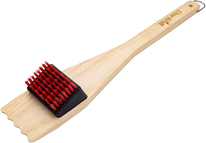 Char-Broil 3715952R06 Hot & Cool-Clean Combo Grill Brush, Natural Wood