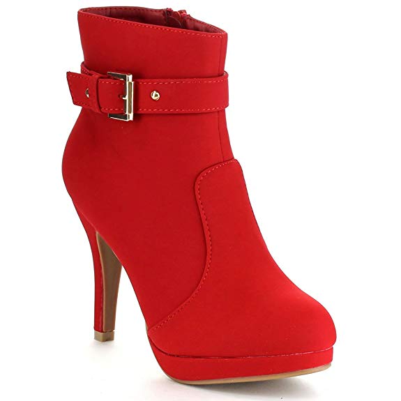 TOP Moda George-15 Women's Strap Buckle Stiletto Heel Ankle Booties