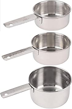 Tablecraft Set of 3 Measuring Cups - 1/3 Cup, 1/2 Cup, 1 Cup