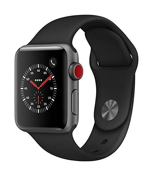 Apple Watch Series 3 (GPS   Cellular, 38mm) - Space Gray Aluminium Case with Black Sport Band (Renewed)