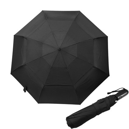 Runbox Auto Open/Close Umbrella -- Extra Large Vented Double Canopy Windproof Classic Black Compact Travel Umbrella for men and women