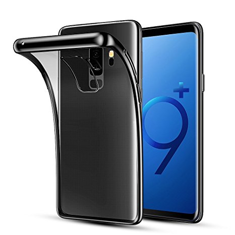 Galaxy S9 Plus Case, Highwings Thin Crystal Clear S9 Plus Case with Soft TPU Bumper and Back , Slim Shockproof Anti-Scratch Protective Cases for Samsung Galaxy S9 plus 6.2" (2018) (Black)