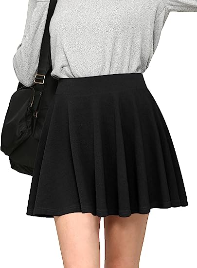 Made By Johnny Women's Casual Stretchy Flared Pleated Mini Skater Skirt with Shorts