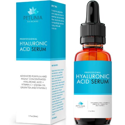 Best Anti Aging Hyaluronic Acid Serum with Vitamin C   E for Dry Skin - FREE eBook - Hydrates & Repairs Wrinkles & Fine Lines - Anti-Wrinkle Firming Formula Stimulates Collagen - Reduce Uneven Skin Tone