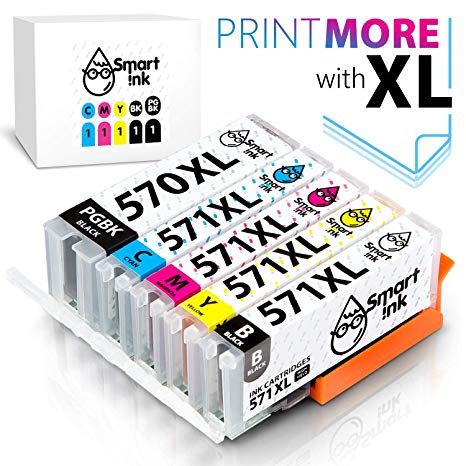 Smart Ink Compatible Ink Cartridges Replacement Canon PGI 570 XL CLI 571 XL 5 Pack(PGBK & BK/C/M/Y) for Pixma MG5750 5751 5753 6850 6851 6852 6853 7750 7751 7752 TS5050 5051 6050 6052 6051 8050 9050
