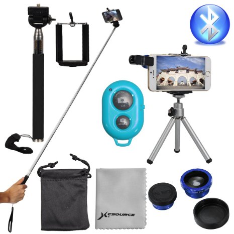 XCSOURCE Selfie Stick with Bluetooth Remote Blue