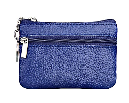 ETIAL Womens Genuine Leather Zip Mini Coin Purse w/ Key Ring