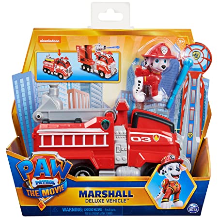 Paw Patrol, Marshall Deluxe Movie Transforming Fire Truck Toy Car with Collectible Action Figure, Kids Toys for Ages 3 and up, Multicolor, (6060435)