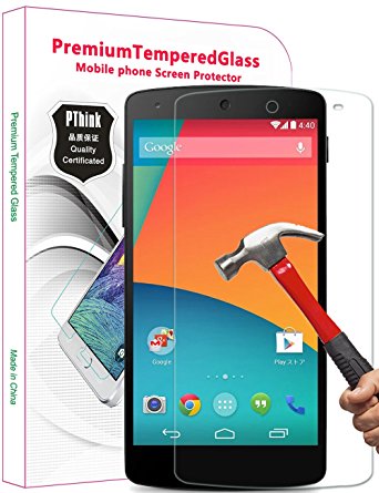 PThink® 0.3mm Ultra-thin Tempered Glass Screen Protector for Google Nexus 5 with 9H Hardness/Anti-scratch/Fingerprint resistant (Google Nexus 5)