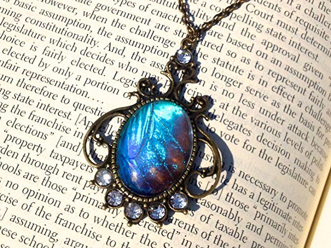 Real Blue Morpho Butterfly Wing Necklace - Morpho Zephyritis - Insect Jewelry - Turquoise pendant - December Birthstone