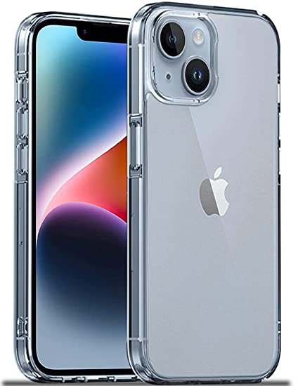 AmazonBasics Ultra Hybrid Matte Camera Protection Back Cover Case for iPhone 14 Plus - Translucent Matte