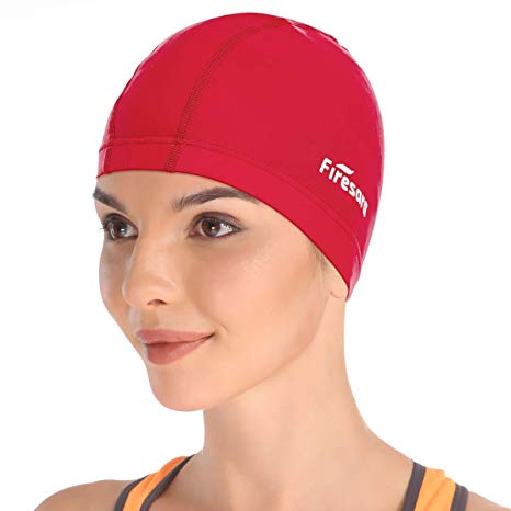 Firesara Lycra Swim Cap, High Elasticity Swimming Cap Keeps Hair Clean Breathable Fit Both Long Hair Short Hair, Swim Caps Woman Girls Men Kids One Size Hat