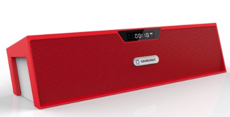 Soundance® Bluetooth Speakers with FM Radio, Alarm Clock, Built-in Mic, LED Display, Support 3.5 mm Audio Jack, Micro SD Card & USB Input, Model SDY019(Red)