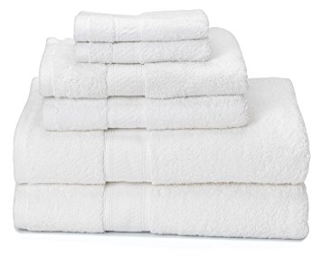 700 GSM Premium Bath Towels Set of 6 (2 Bath Towels 30" X 52", 2 Hand Towels 16" X 28" and 2 Washcloths 12" X 12") - 100% Cotton, Super Soft, Ultra Absorbent (White)