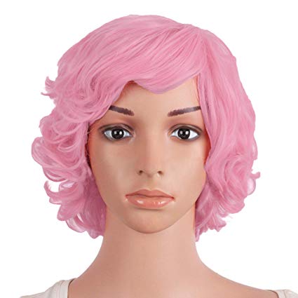 MapofBeauty 10 Inch/25cm Special Women Short Curly Side Bangs Fashion Wig (Peachblow)