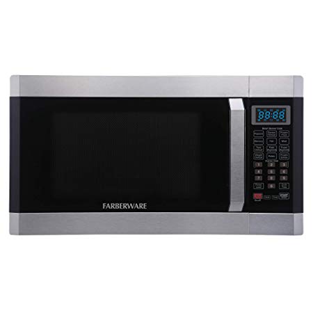 Farberware 1.6 cu ft 1100-Watt Microwave with Smart Sensor, Stainless Steel/Platinum