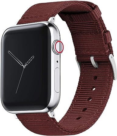 38mm/40mm/41mm Merlot - BARTON Two-Piece Military Style Watch Bands with quick release spring bar mechanism - Compatible with all Apple Watch Models - Stainless Steel Hardware- Fits wrists 5" to 8"