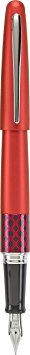 Pilot MR Retro Pop Collection Fountain Pen, Red Barrel with Wave Accent, Fine Nib, Black Ink (91432)