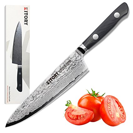KITORY 8" Damascus Steel Chef's Knife,Japanese VG10 Sharp Knives,Slim Handle,Ebook Free