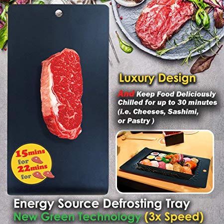 PDair Rapid Defrosting Tray for Frozen Foods and Meat, FDA Approved Fast Thawing Plate Board and Quickly Defrosting Mat Pad for Frozen Meat, Thawing Frozen Meat Quickly and Keeping Fresh