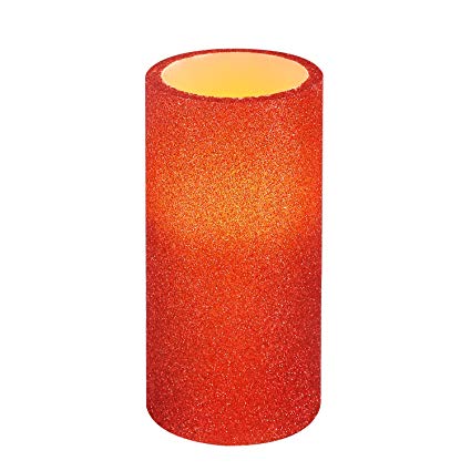 Greluna Red Glitter Flameless LED Candle with Timer, Battery Operated Candles for Christmas Decorations and Gift, 3X6 Inches