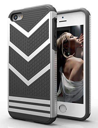 iPhone SE Case, iPhone 5S Case, GoShell Anti-Slip Protective Case Anti-Scratch Flexible [TPU   PC] Cover Case,Hybrid Soft Case for iPhone SE/iPhone 5S (2016) (A-Silver)