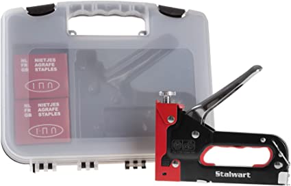 Stalwart 75-ST6064 Heavy Duty Staple Gun Kit-3-Way Stapler for Upholstery, Fabric, Wood, Crafts, Construction, Bulletin Board with Staples and Carrying Case by Stalwart , Red