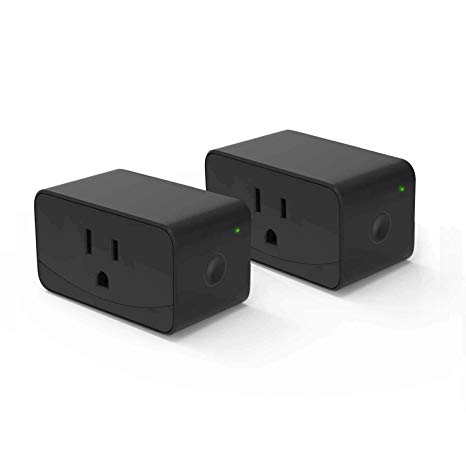 meross Smart Plug Mini WiFi Outlet, Compatible With Alexa and Google Assistant, App Control, Timer Function, 16A, No Hub Needed, FCC & ETL Certified, Black 2 Pack